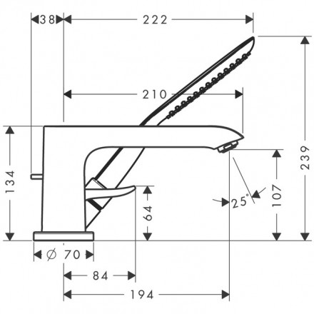 Hansgrohe Metris 31190000 Смеситель для ванны на 3 отверстия (внешняя часть)