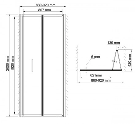 WasserKRAFT Weser 78F04 Душевая дверь 900