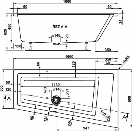 Vagnerplast Cavallo Offset 160x90 L акриловая ванна