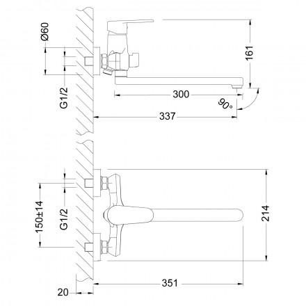 Lemark Point LM0351C смеситель для ванны и душа