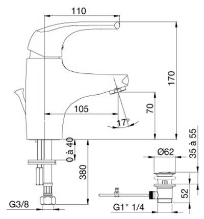 Jacob Delafon Nateo E72250-CP Смеситель для раковины