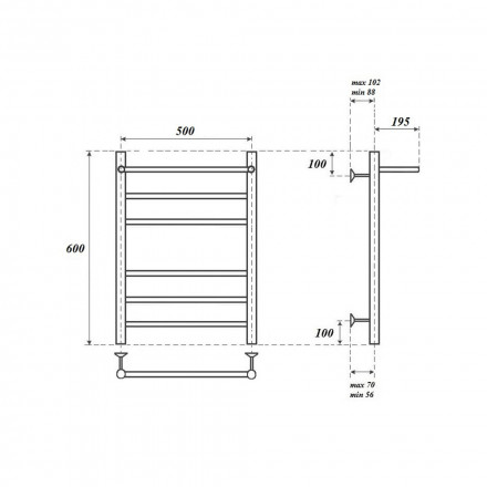 Полотенцесушитель водяной Point PN10156P П5 500x600 с полкой, хром