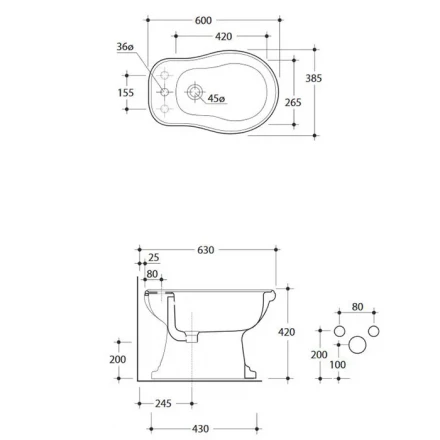 KERASAN Retro T0000108997 биде напольное белый