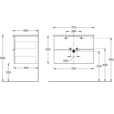 Kerama Marazzi Piano 75 тумба подвесная с ящиками, дымчатый вяз