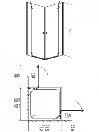 Radaway Torrenta KDD 90x90 Душевой угол стекло прозрачное