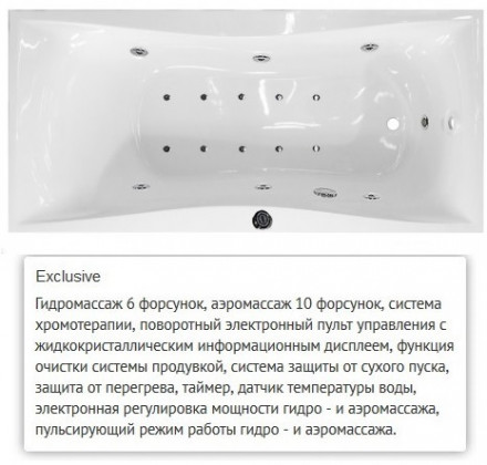 Эстет Бета 170x80 ванна с гидромассажем