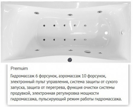 Эстет Бета 170x80 ванна с гидромассажем