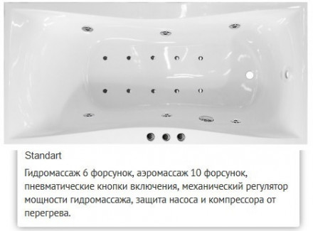 Эстет Бета 170x80 ванна с гидромассажем