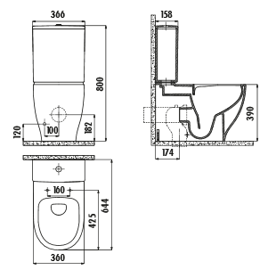 Creavit Mare MA361-11CB00E-0000 унитаз напольный (чаша)