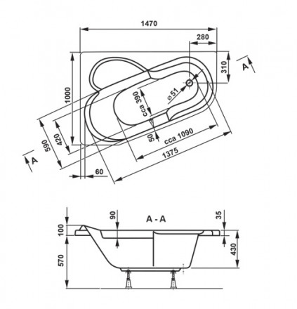 Vagnerplast Selenan 147x100 L акриловая ванна