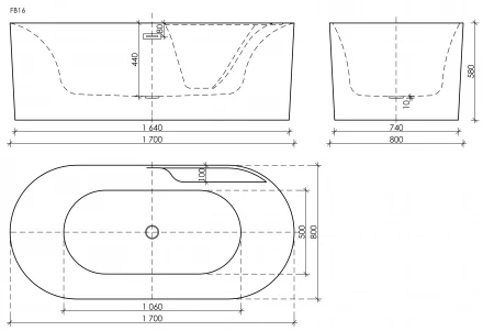 Sancos Omega FB16 ванна акриловая 170x80x58