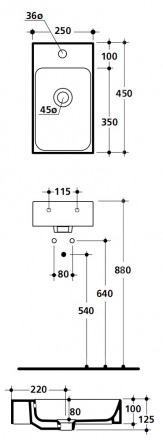 Kerasan Cento 3537 Раковина 45x25
