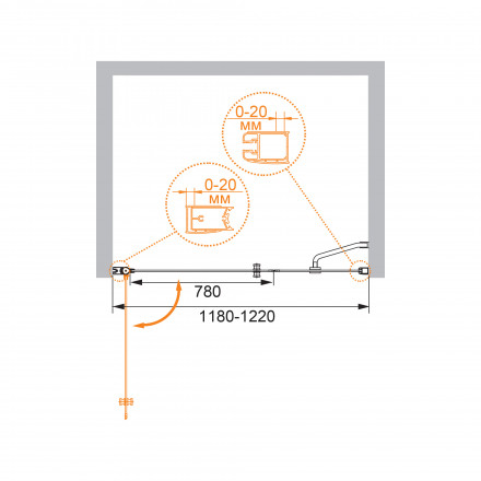 CEZARES ECO-O-RH-2-100/80-P-Cr душевой уголок