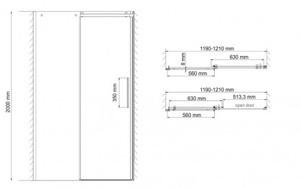 WasserKRAFT Dinkel 58R05 Душевая дверь 1200