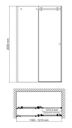 WasserKRAFT Vils 56R05 Душевая дверь 1200