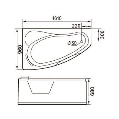 Gemy G9046 K L Акриловая ванна 160x95 левая