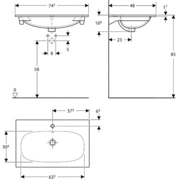 Geberit Acanto 500.641.01.2 Раковина 75x48