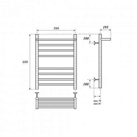 Полотенцесушитель водяной Point PN10156SP П7 500x600 с полкой, хром