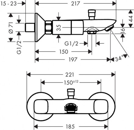 Hansgrohe Logis 71243000 смеситель для ванны