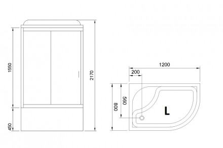 RB 8120BK6-WT душевая кабина 120x80x217 левая