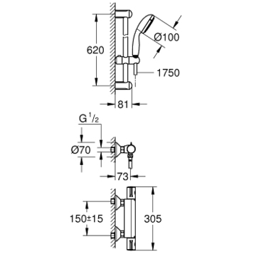 Grohe Grohtherm 800 34565001 Смеситель термостат для душа
