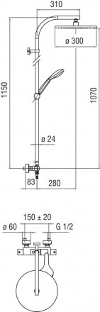 Nobili Tago TG85330-40CR душевая система с термостатом