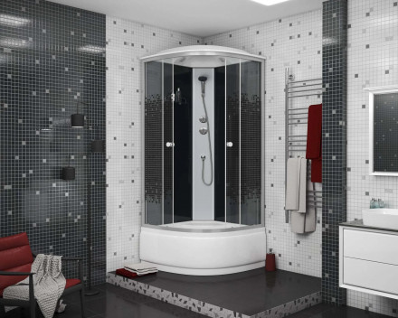 Niagara Eco NG7507-14 black 80х80 душевая кабина высокий поддон