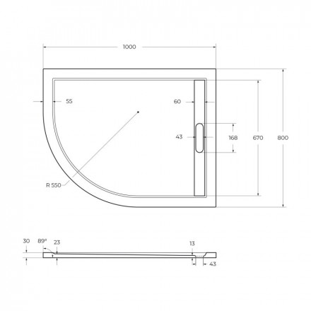 CEZARES TRAY-AS-RH-100/80-30-W-L поддон из искусственного мрамора