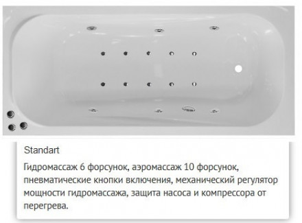 Эстет Альфа 180x80 ванна с гидромассажем