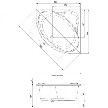Aquanet Palau 140x140 акриловая ванна без гидромассажа