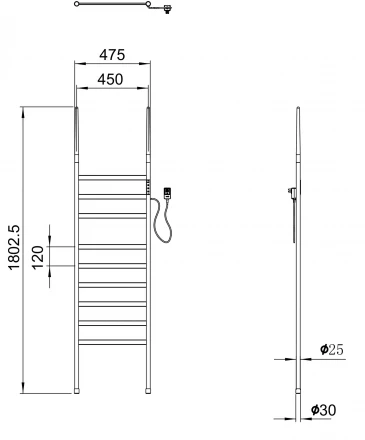 Wonzon &amp; Woghand Bremen WW-A207-BG Полотенцесушитель электрический напольный темный графит