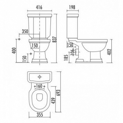 Creavit Klasik KL310-11CB00E-KR00 унитаз напольный декор Krokodil (чаша)