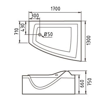 Gemy G9056 K Акриловая ванна 170x130 правая