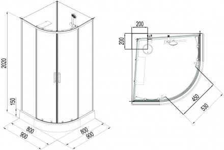 Aquanet Passion EVO 90x90 R black Душевая кабина