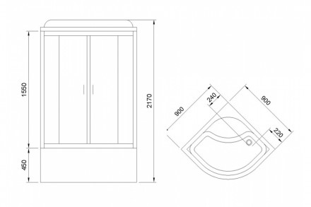 RB 90BK1-T душевая кабина 90x90x217