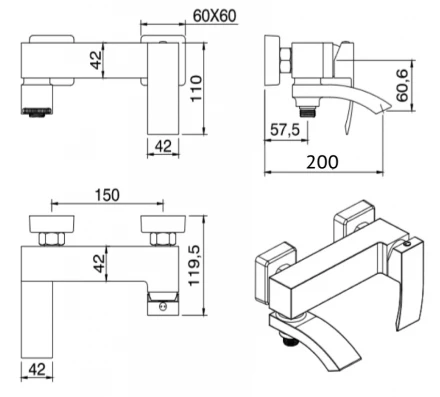 Grocenberg GB8007WC белый хром смеситель для ванны