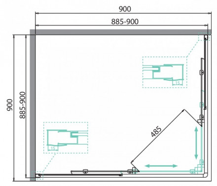 Belbagno DUE-A-2-90-P-Cr душевой угол