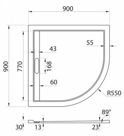 CEZARES TRAY-AS-R-90-30-NERO поддон из искусственного мрамора
