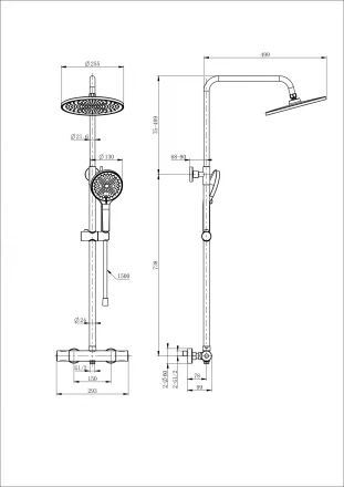 Wonzon &amp; Woghand Inn WW-B3013-T1-MW Душевая система с термостатом белый матовый