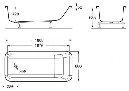 Roca Element 247704000 180х80 Акриловая ванна встраиваемая