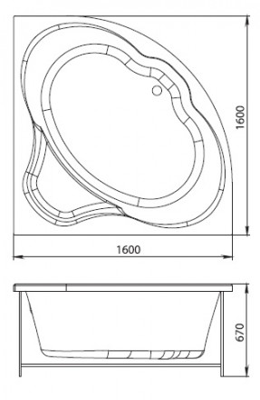 Aquanet Santiago 160x160 акриловая ванна без гидромассажа