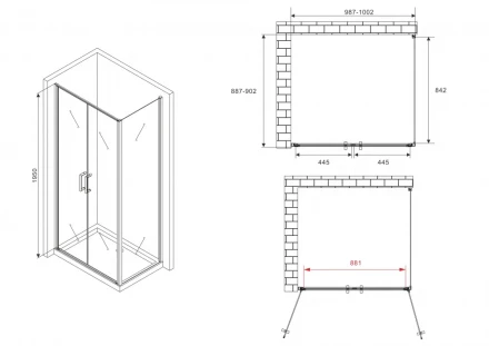 ABBER Sonnenstrand AG04100BC-S90B душевой уголок