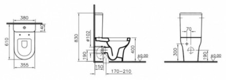 Vitra Zentrum 9012B003-7202 Унитаз напольный с бачком и с сиденьем микролифт