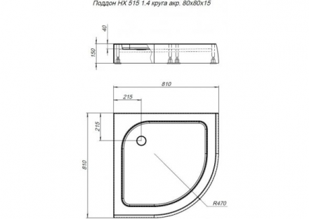 Aquanet HX515 душевой поддон 80х80