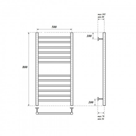 Полотенцесушитель водяной Point PN10158S П12 500x800, хром