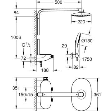 Grohe Rainshower SmartControl Mono 26361000 Душевая стойка