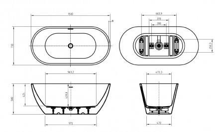 BelBagno UNO BB701-1500-730-K акриловая ванна