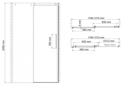 WasserKRAFT Alme 15R05 Душевая дверь 1200