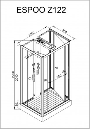 Deto Z 122 ESPOO Душевая Кабина с паром 120x90