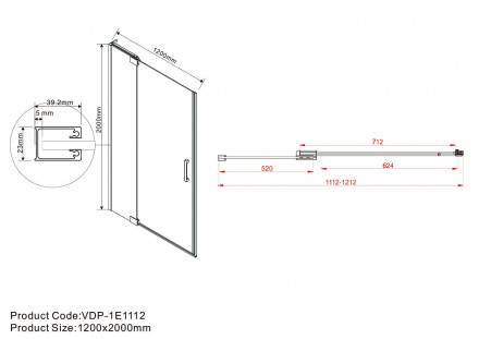 Vincea Extra VDP-1E1112CGB душевая дверь